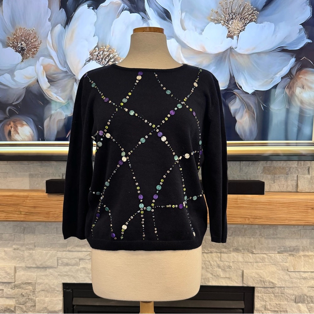 Alfred Dunner Cotton Blend Long Sleeve Sweater